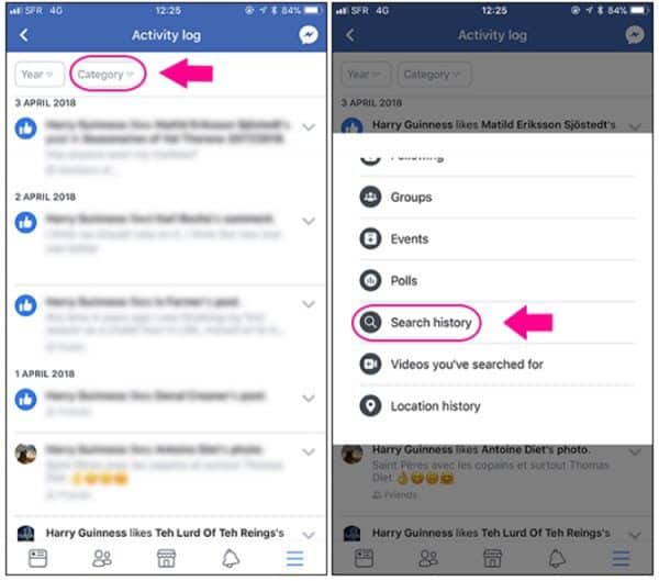 ลบประวัติการค้นหาบน facebook