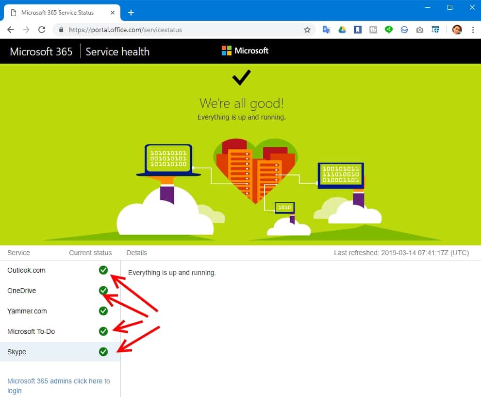 ตรวจสอบ Outlook ล่ม