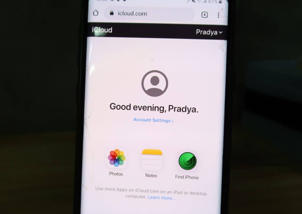 เว็บไซต์ iCloud เวอร์ชั่นมือถือ