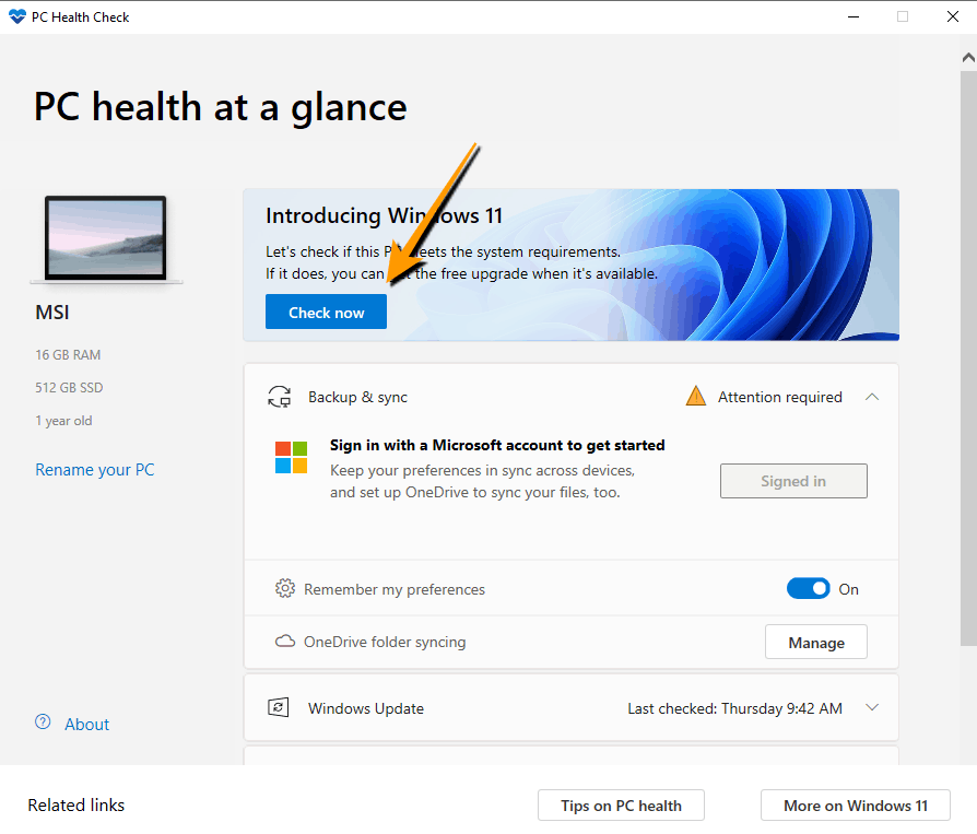 pc health check download windows 10