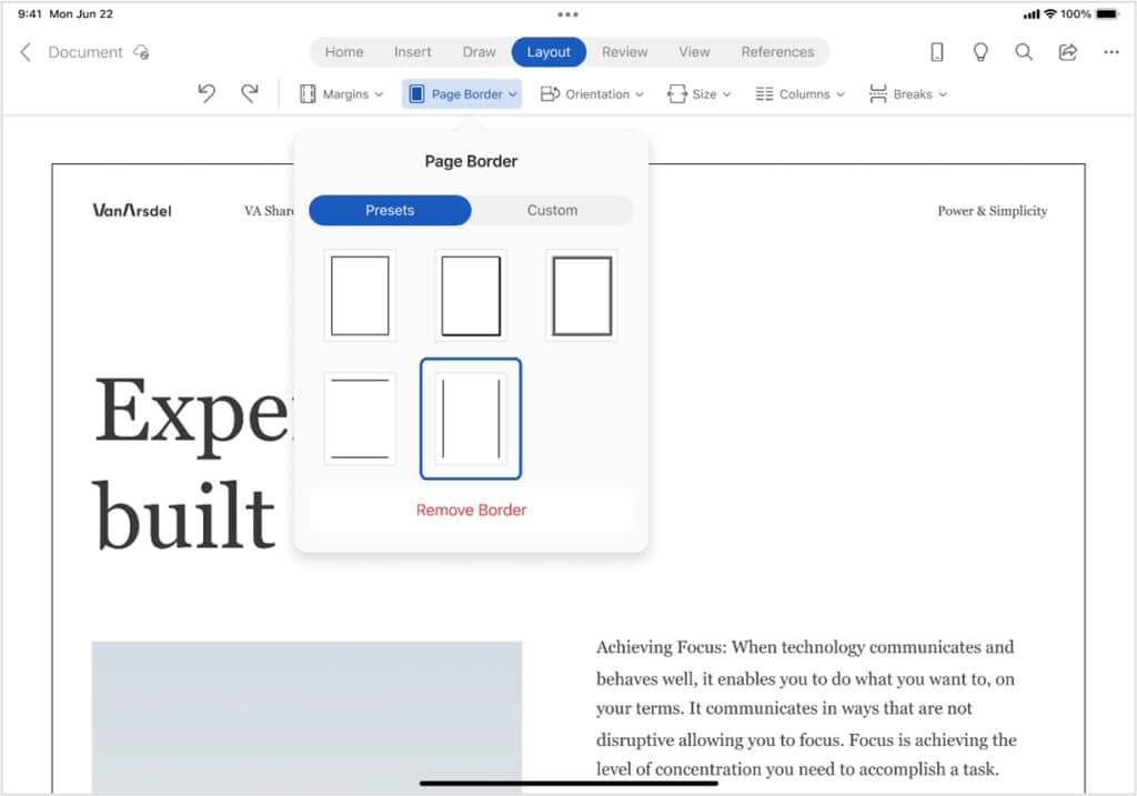วิธีเพิ่มเส้นขอบกระดาษบน Word