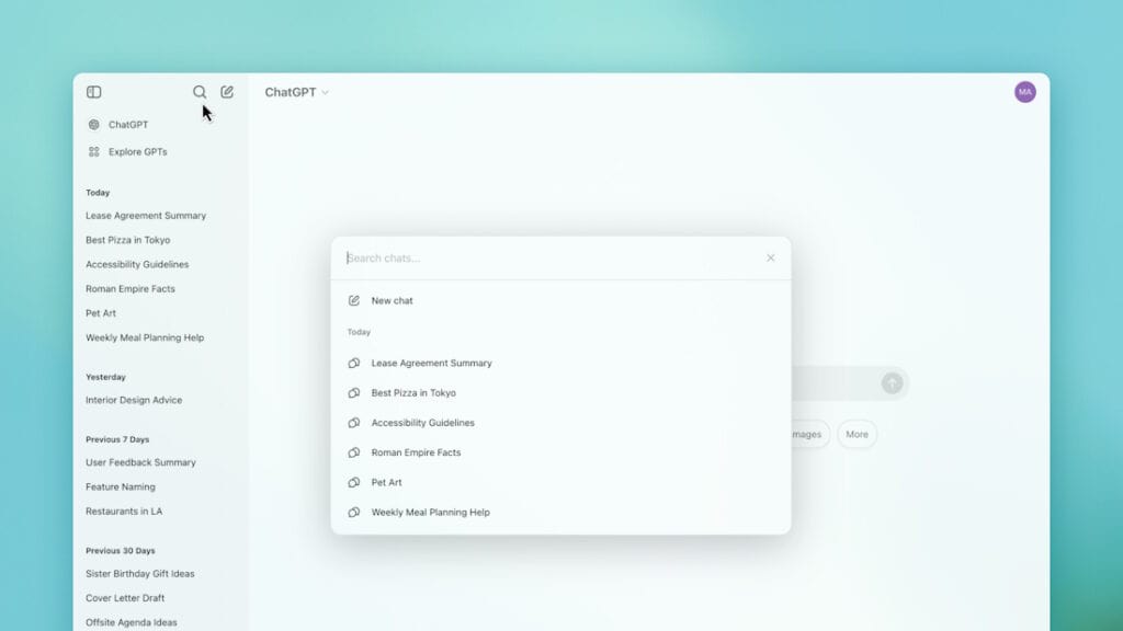 วิธีค้นหาประวัติแชต ChatGPT