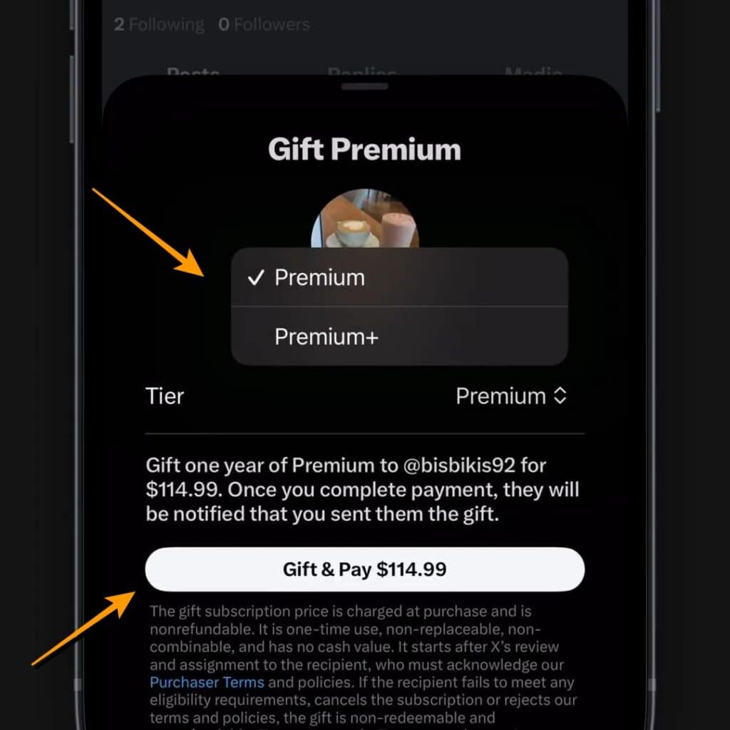 วิธีส่ง X Premium Gifting
