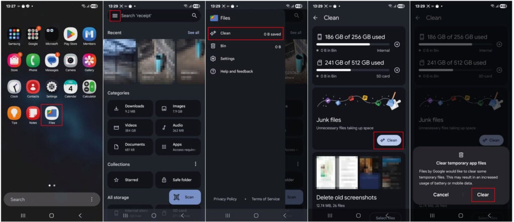 วิธีล้างแคช clear-cache-junk-files