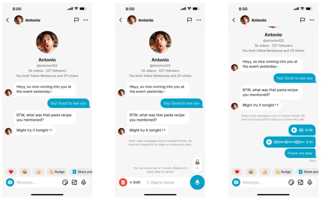 วิธีส่งข้อความเสียงและส่งรูปใน TikTok