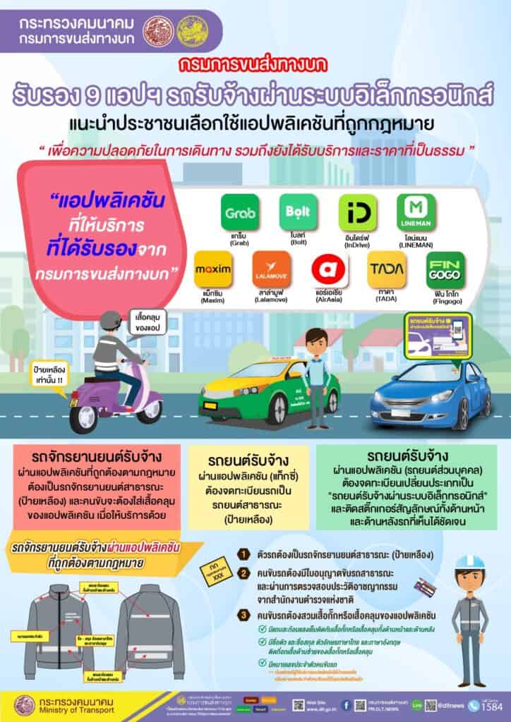 9 แอปเรียกรถถูกกฎหมาย