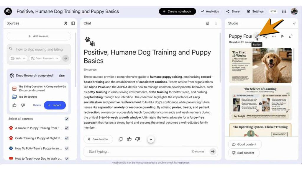 NotebookLM อัปเดตเพิ่ม Prompt-based Revisions