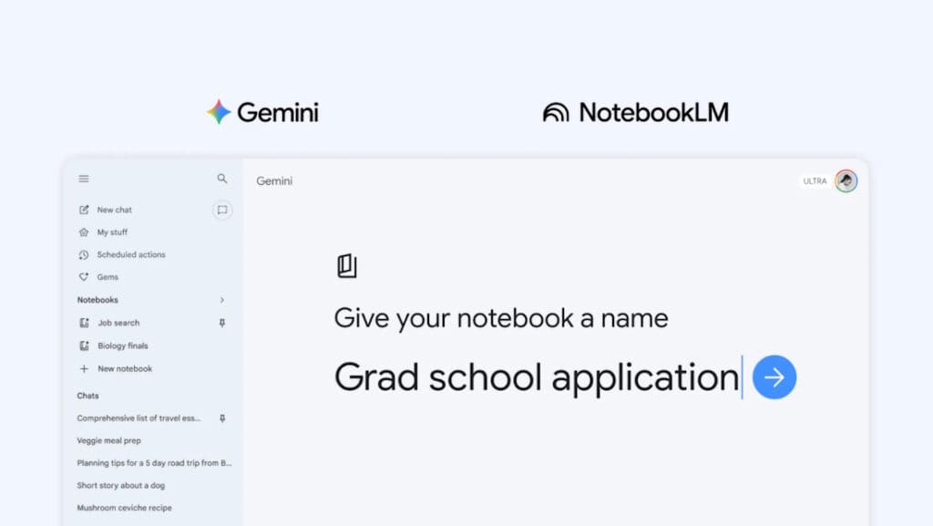 เปิดตัว Notebooks บน Gemini