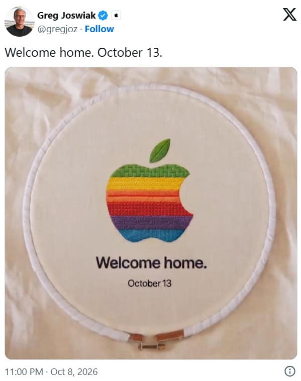 Apple ประกาศจัดงาน Welcome home